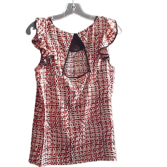 Ann Taylor Top Blouse Flutter Cap Sleeve Cutout Back Spring Summer Top 8 - Picture 12 of 16